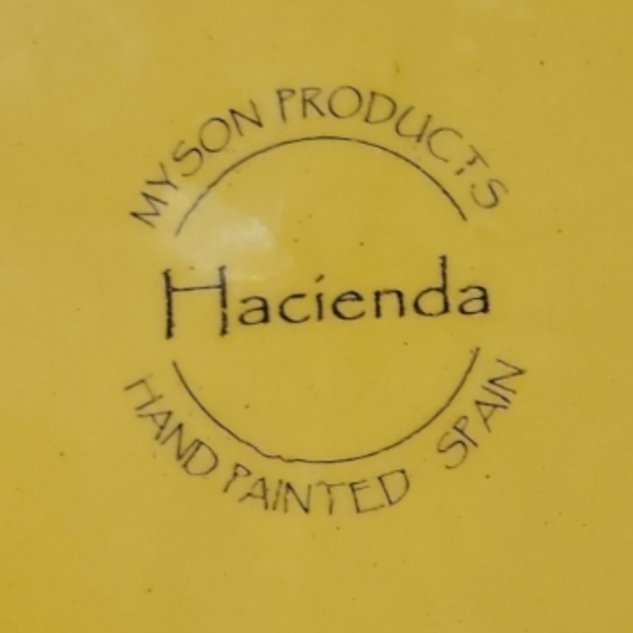 Vtg Olive Plate W/Pit & Pick Cups Hand Painted Spain Hacienda Myson - Picture 3 of 3